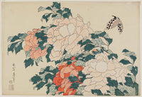 Katsushika Hokusai, Peonies and Butterfly, from an untitled series known as Large Flowers