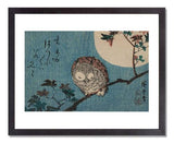 MFA Prints archival replica print of Utagawa Hiroshige I, Small Horned Owl on Maple Branch under Full Moon from the Museum of Fine Arts, Boston collection.