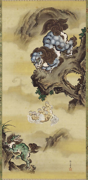 Kano Isen'in Naganobu, Chinese Lions Jumping off Cliff