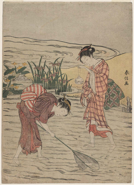 Suzuki Harunobu, Young Women Fishing with a Net
