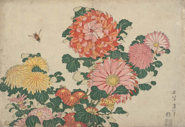 Katsushika Hokusai, Chrysanthemums and Horsefly, from an untitled series known as Large Flowers