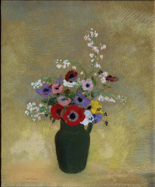 Odilon Redon, Large Green Vase with Mixed Flowers