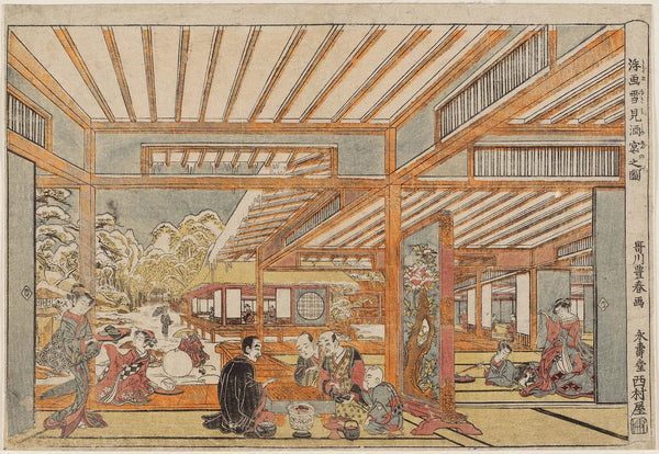 Utagawa Toyoharu, Perspective Picture of a Snow-viewing Party (Uki-e yukimi shuen no zu)