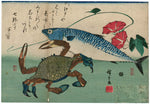 Utagawa Hiroshige I, Mackerel, Crab, and Morning Glory, from an untitled series known as Large Fish (supplemental group)