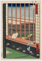 Utagawa Hiroshige I, Asakusa Ricefields and Torinomachi Festival (Asakusa tanbo Torinomachi mōde), from the series One Hundred Famous Views of Edo (Meisho Edo hyakkei)