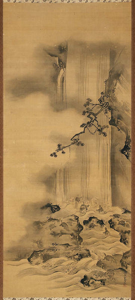 Kano Yūsen Hironobu, Tortoises and Waterfall