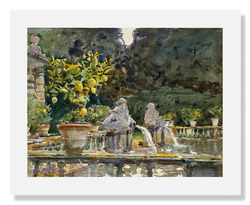 MFA Prints archival replica print of John Singer Sargent, Villa di Marlia, Lucca: A Fountain from the Museum of Fine Arts, Boston collection.