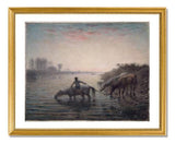 MFA Prints archival replica print of Jean François Millet, Watering Horses, Sunset from the Museum of Fine Arts, Boston collection.