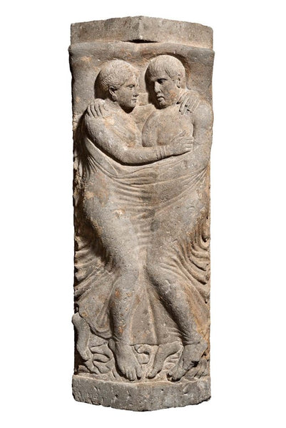 Sarcophagus and lid with portraits of husband and wife