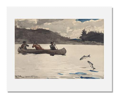 MFA Prints archival replica print of Winslow Homer, Fishing for Ouananiche, Lake St. John, P.Q. Canada, no.2 from the Museum of Fine Arts, Boston collection.