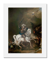 MFA Prints archival replica print of Philips Wouwerman, Knight Vanquishing Time, Death, and Monstrous Demons from the Museum of Fine Arts, Boston collection.