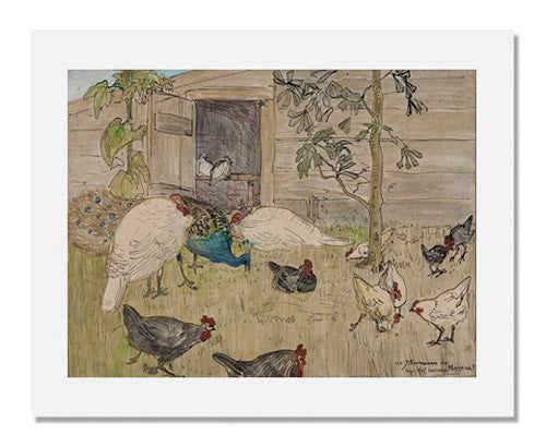 MFA Prints archival replica print of Theodorus van Hoytema, Poultry Yard from the Museum of Fine Arts, Boston collection.