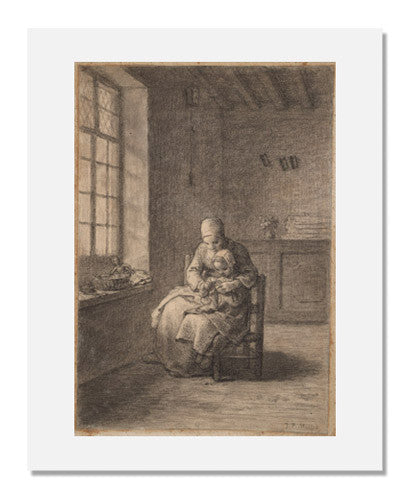 MFA Prints archival replica print of Jean François Millet, The Knitting Lesson from the Museum of Fine Arts, Boston collection.