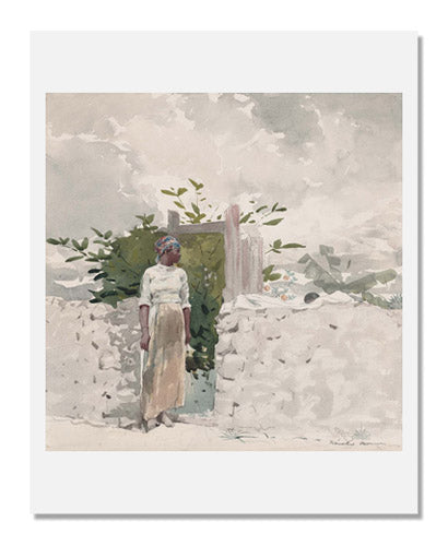 MFA Prints archival replica print of Winslow Homer, Woman Standing by a Gate, Bahamas from the Museum of Fine Arts, Boston collection.