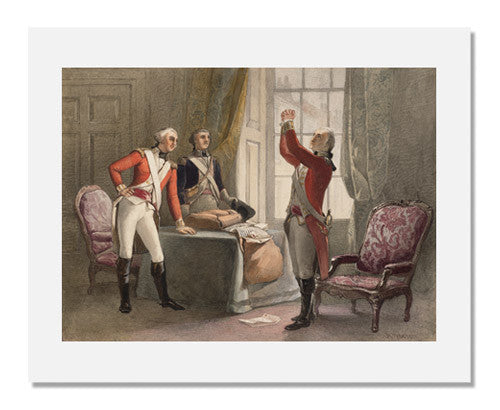 MFA Prints archival replica print of Henry Warren, George Washington in British Regular uniform and two Officers from the Museum of Fine Arts, Boston collection.