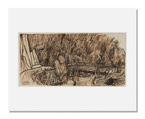 MFA Prints archival replica print of Johannes Theodorus Toorop, Landscape with River and Wooden Bridge from the Museum of Fine Arts, Boston collection.
