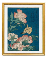 MFA Prints archival replica print of Katsushika Hokusai, Peonies and Canary from the Museum of Fine Arts, Boston collection.