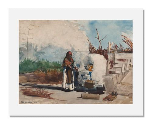 MFA Prints archival replica print of Winslow Homer, Native Woman Cooking, Bahamas from the Museum of Fine Arts, Boston collection.