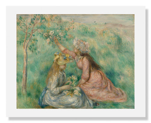 MFA Prints archival replica print of Pierre Auguste Renoir, Girls Picking Flowers in a Meadow from the Museum of Fine Arts, Boston collection.