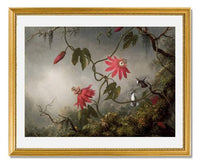 MFA Prints archival replica print of Martin Johnson Heade, Passion Flowers and Hummingbirds from the Museum of Fine Arts, Boston collection.
