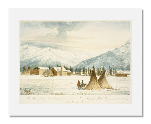 MFA Prints archival replica print of Peter Peterson Tofft, Hudson Bay Trading Post on Flathead Indian Reservation from the Museum of Fine Arts, Boston collection.
