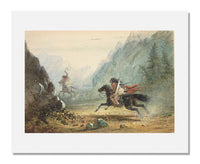 MFA Prints archival replica print of Alfred Jacob Miller, Snake Indian Pursuing a Crow Horse Thief from the Museum of Fine Arts, Boston collection.