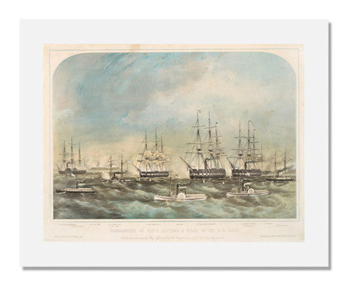MFA Prints archival replica print of Francis Garland, Bombardment of Forts Hatteras & Clark, By The U.S. Fleet from the Museum of Fine Arts, Boston collection.