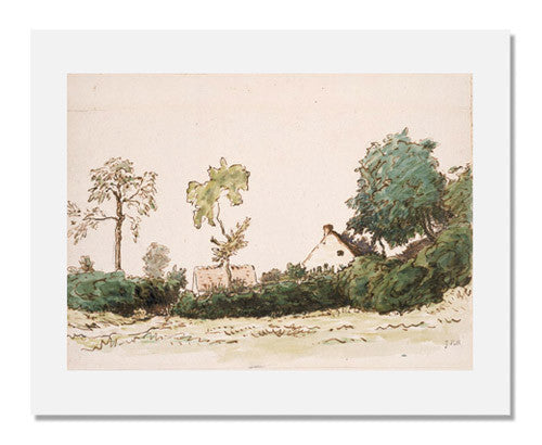MFA Prints archival replica print of Jean François Millet, Farmstead near Vichy from the Museum of Fine Arts, Boston collection.